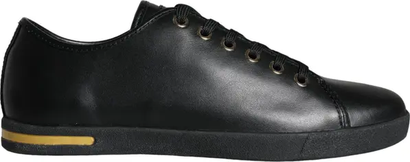 Black Gold Leather Classic Sneakers Shoes