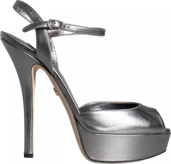 Metallic Silver Leather Keira Platform Sandals Shoes