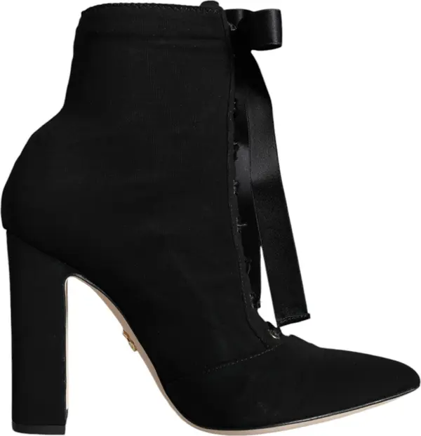 Black Jersey Stretch Ankle Booties Shoes