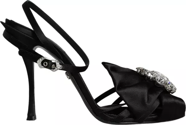 Black Crystal Ankle Strap Sandals Shoes