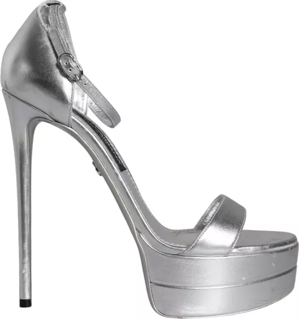 Silver KEIRA Heels Ankle Strap Sandals Shoes