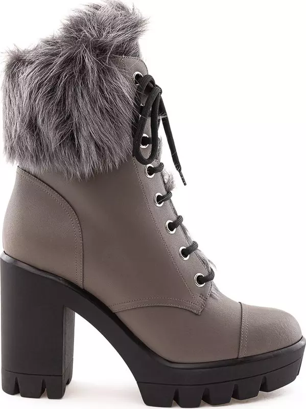 Beige Eco Leather Lace-Up Boots