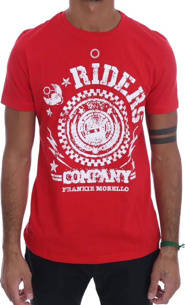 Red Cotton RIDERS Crewneck T-Shirt