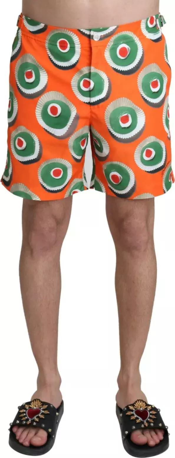 Orange Cupcake Beachwear Shorts Swimwear