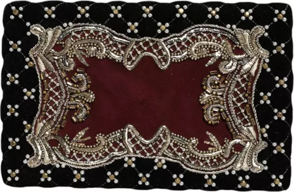 Bordeaux Black Velvet Gold Frame Clutch Evening Purse Bag