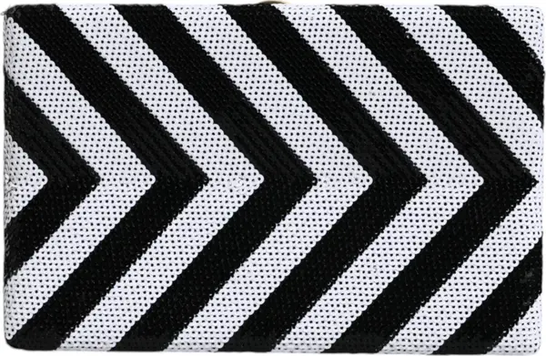 Black White Gold Frame Clutch Evening Party Purse Bag