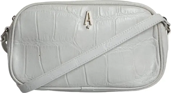 White Croc Print Leather Crossbody Sling Bag