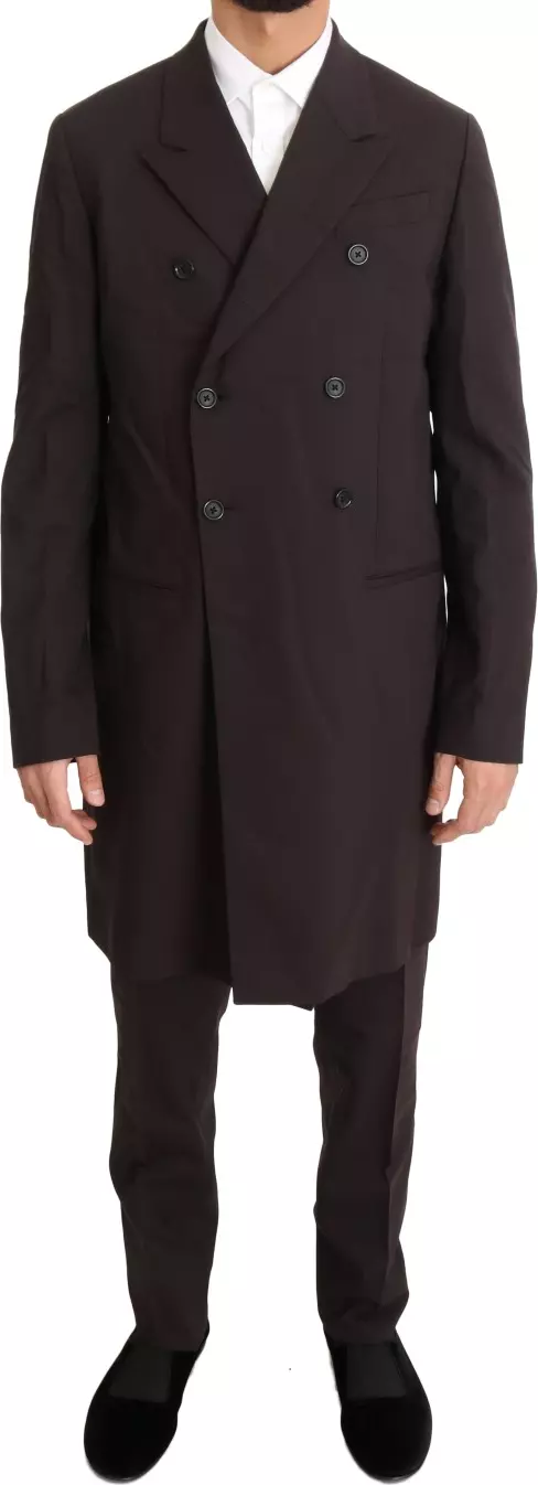 Bordeaux Wool Stretch Long 3 Piece Suit