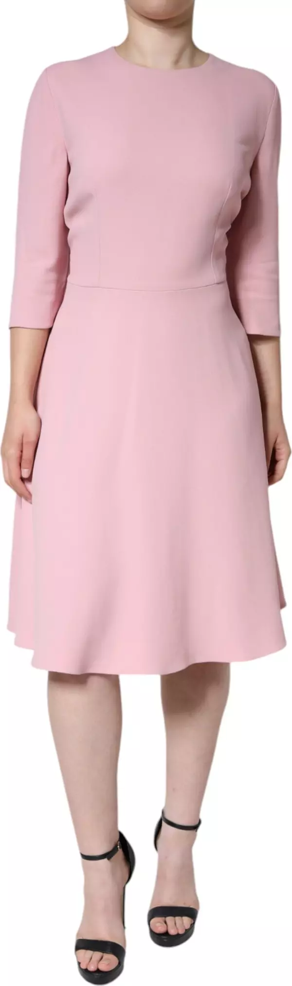 Pink A-line Viscose 3/4 Sleeves Dress