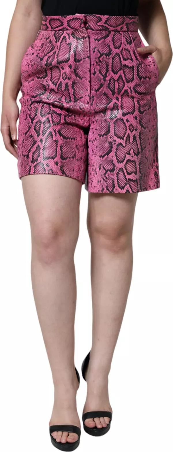 Pink Leather High Waist Hot Pants Shorts