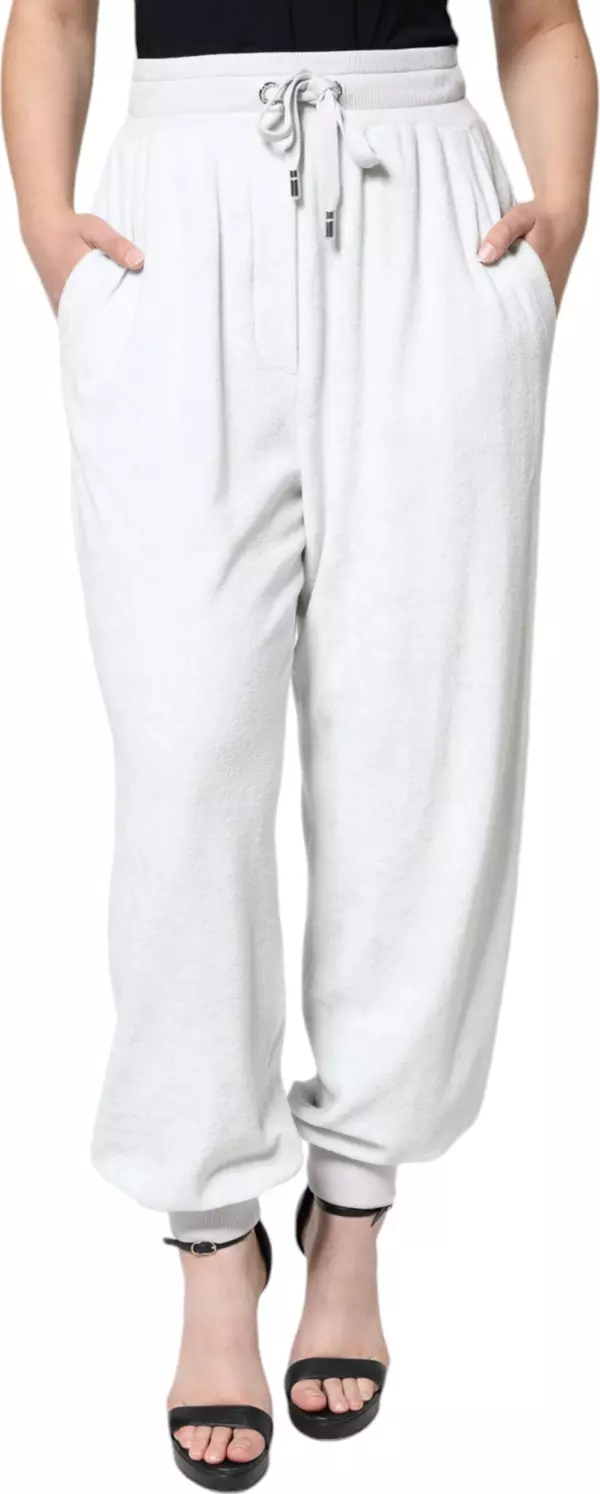 White Nylon Jogger Sweatpants Pants