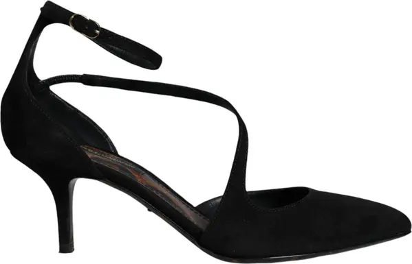 Black Suede Ankle Strap Pumps Heels Shoes