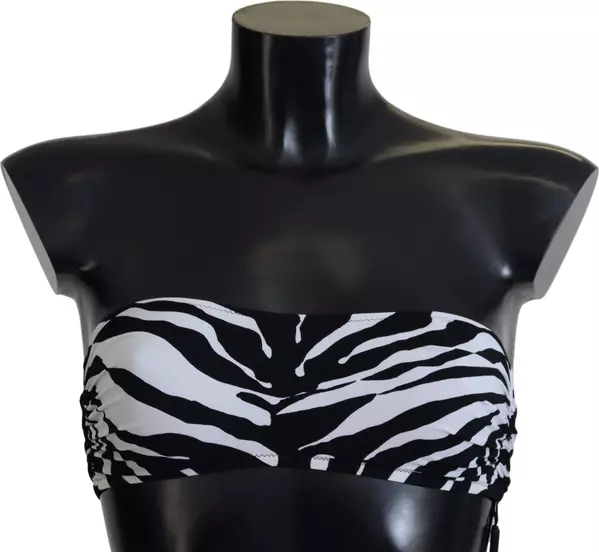 Black White Zebra Bandeau Swimwear Bikini Top