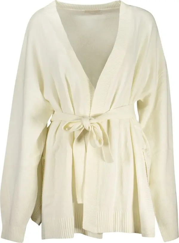 White Acrylic Women Cardigan