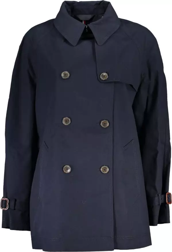 Blue Cotton Women's Trench Coat