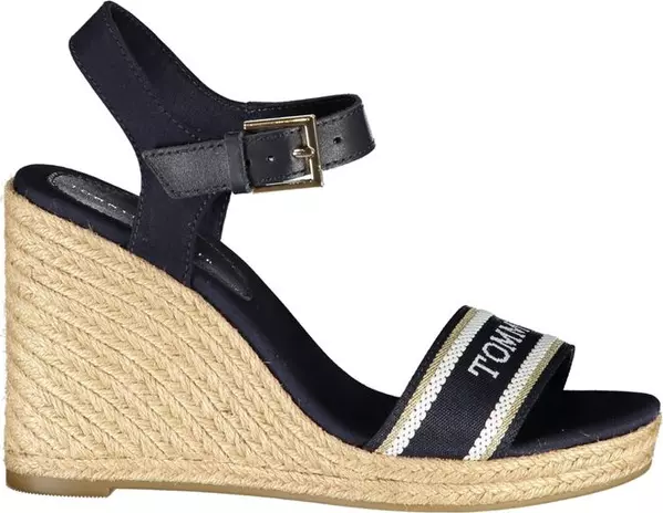 Blue Leather Women's Wedge Sandal