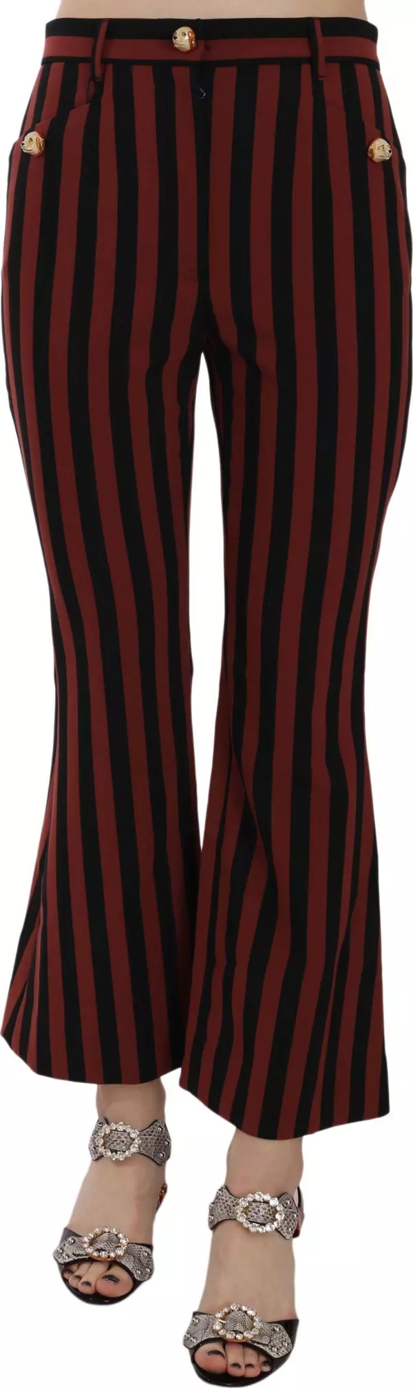 Black Amaranth Stripe Cropped Flared Pants