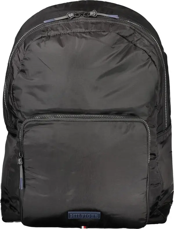 Black Polyurethane Men Backpack