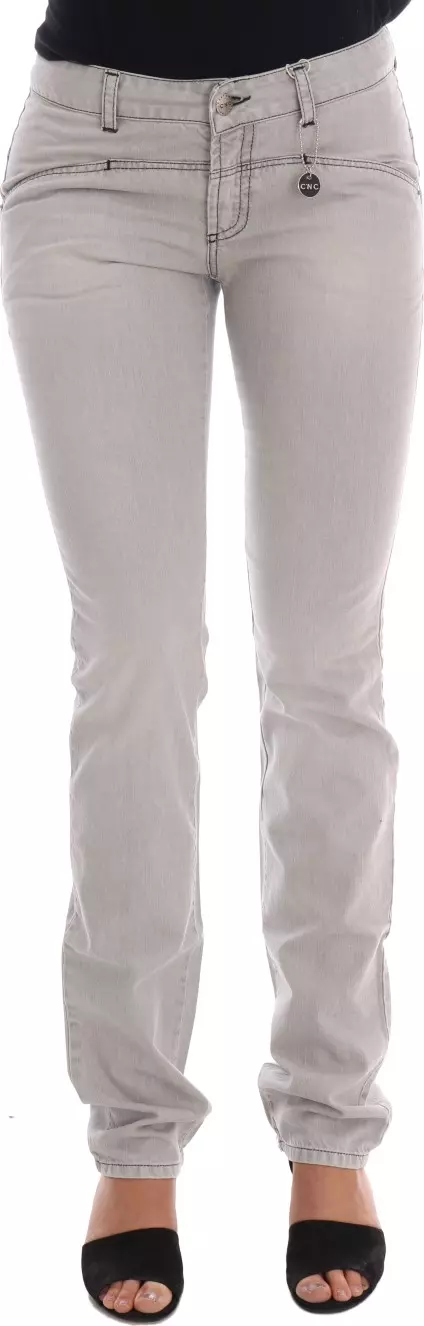 Gray Wash Cotton Slim Jeans