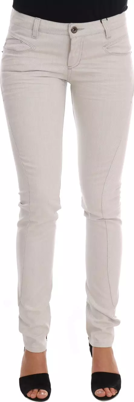 White Cotton Stretch Slim Jeans
