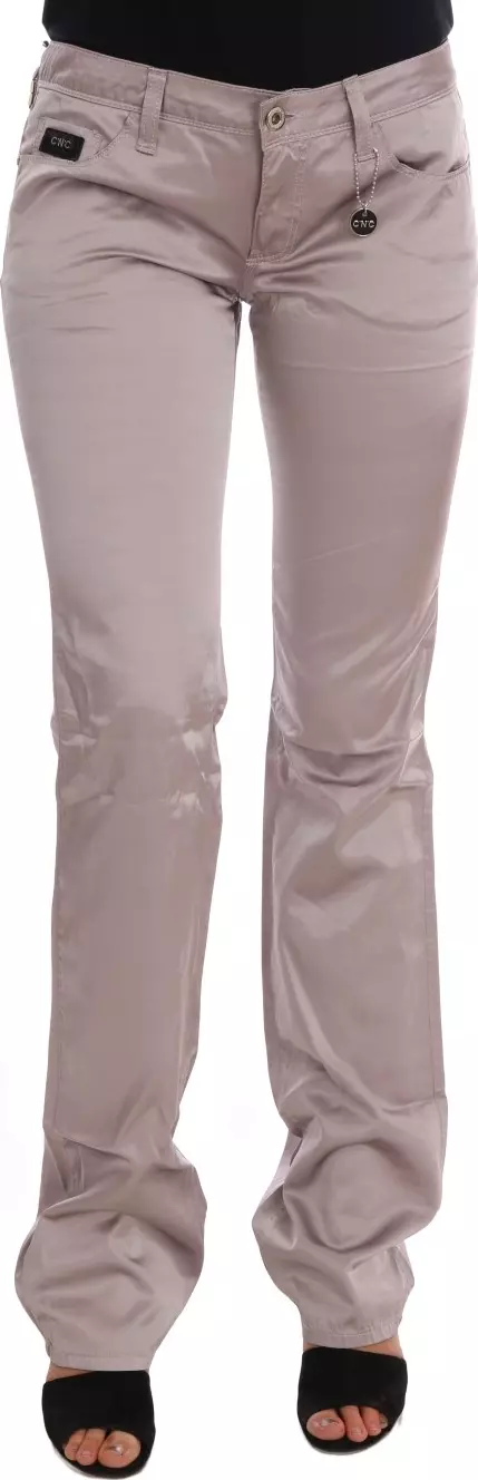 Beige Cotton Slim Fit Jeans