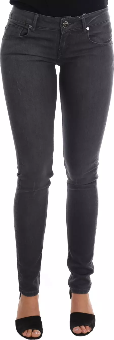 Gray Cotton Slim Fit Denim Jeans