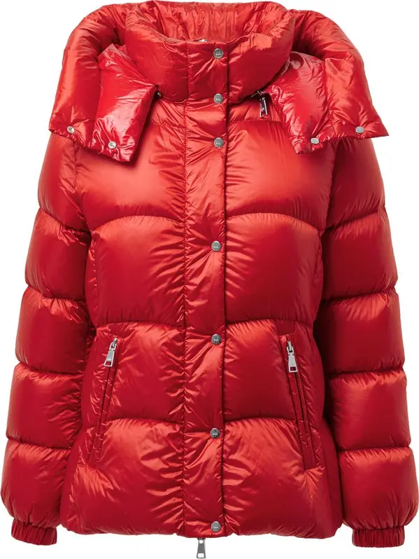 Red Polyamide Full-Length Jacket