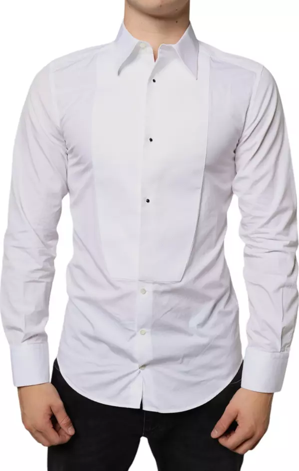 White Bib Cotton Poplin Formal Dress Shirt