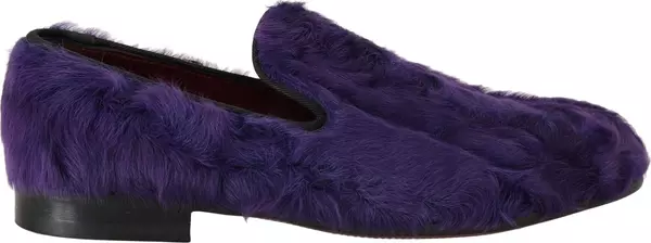 Purple Sheep Fur Leather Loafers