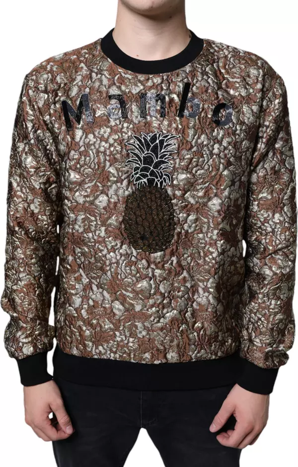 Brown Jacquard Mambo Pineapple Pullover Sweater