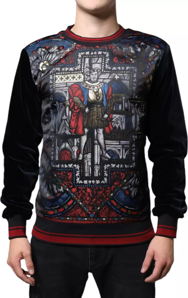 Multicolor Jacquard Crew Neck Sweatshirt Sweater