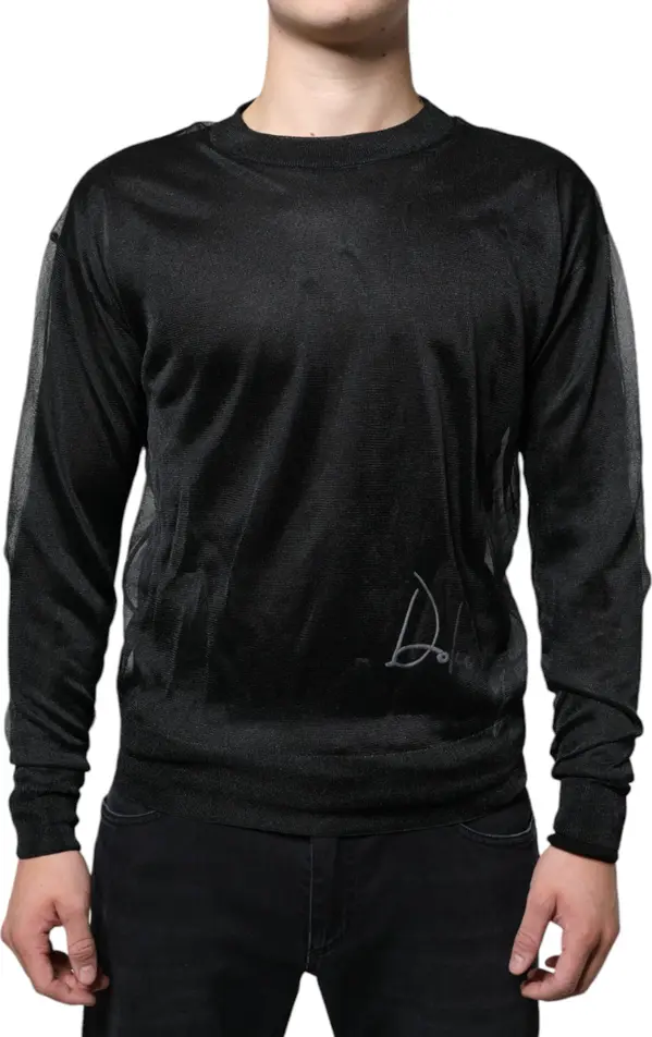 Black Polyester Pullover Sweatshirt Sweater