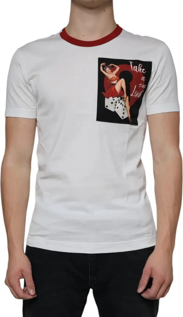 White Graphic Print Cotton Crew Neck T-shirt
