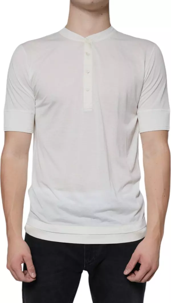 Off White Cotton Short Sleeves T-shirt