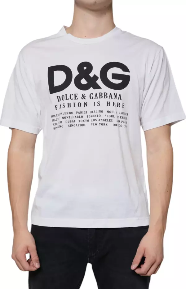 White Cotton DG Logo Print Casual T-shirt