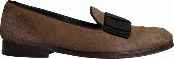 Brown Calf Hair Leather Loafers Formal Dress Shoes