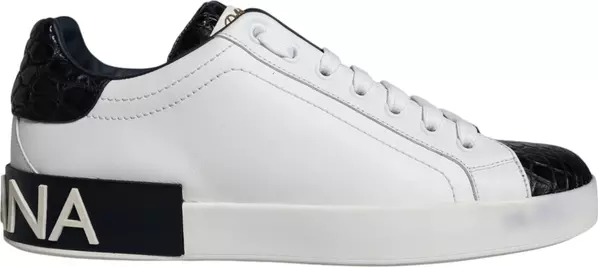 Black Leather Logo Portofino Sneaker Shoes
