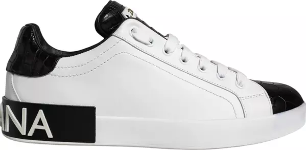 Black Leather Logo Portofino Sneaker Shoes