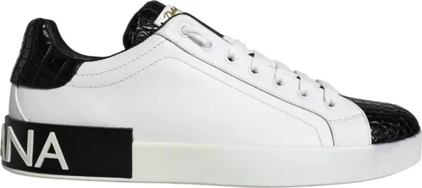 Black Leather Logo Portofino Sneaker Shoes
