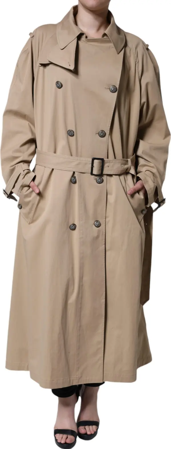 Khaki Double Breasted Trench Coat Jacket