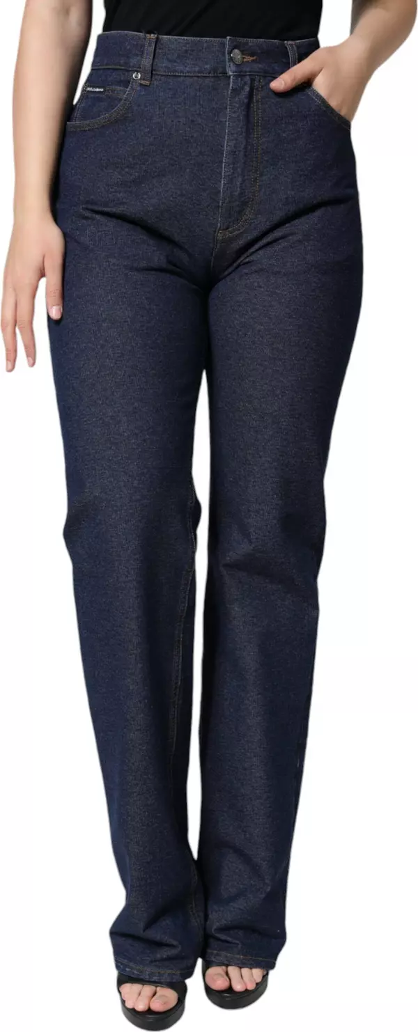 Dark Blue Cotton Stretch Straight Denim Jeans