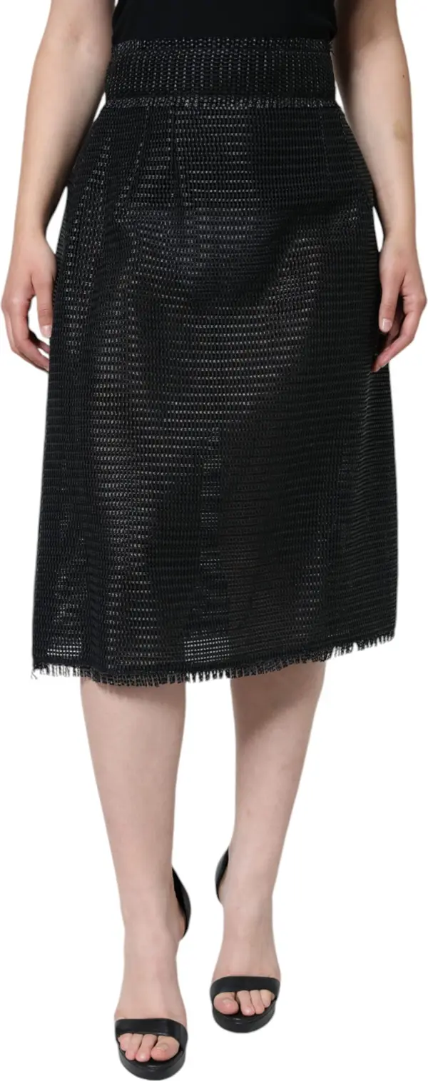 Black Viscose High Waist Pencil Cut Skirt