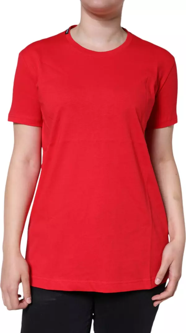 Red Cotton Crew Neck Short Sleeve Tee T-shirt