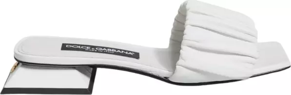 White Leather Slides Flats Sandals Shoes