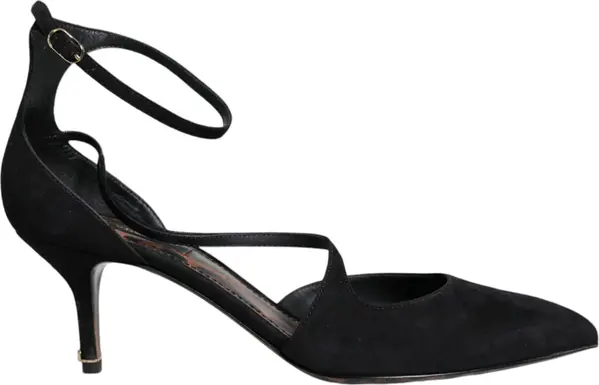 Black Suede Ankle Strap Heels Pumps Shoes