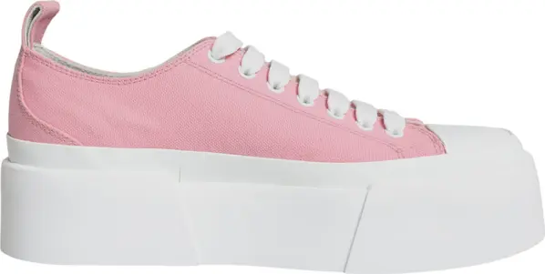 Pink White Canvas Logo Low Top Sneakers Shoes