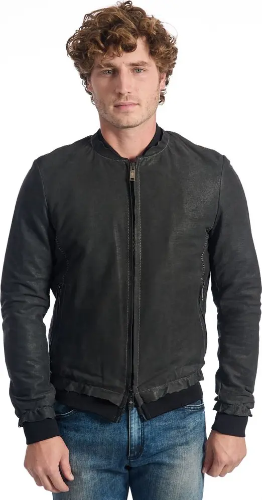 Gray Lambskin Men Jacket