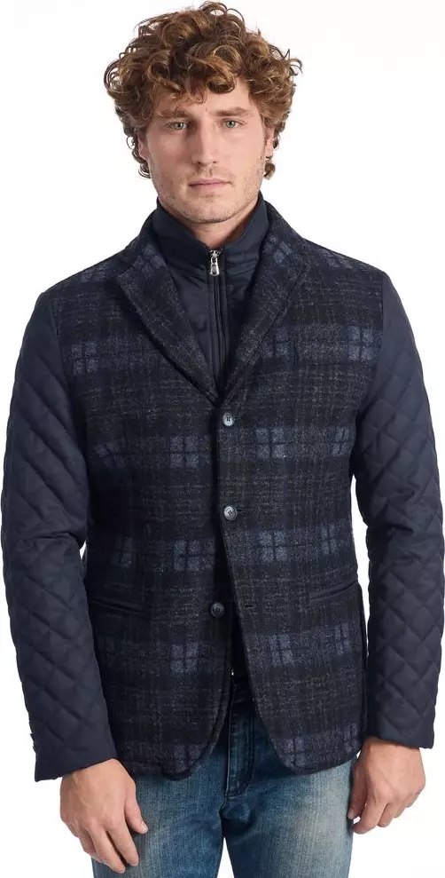 Blue Wool Men Jacket