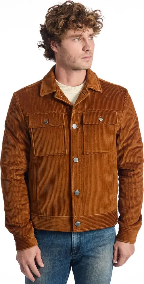 Brown Cotton Men Jacket