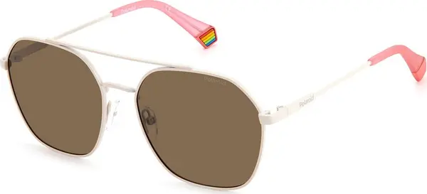 Beige Stainless Steel Sunglasses